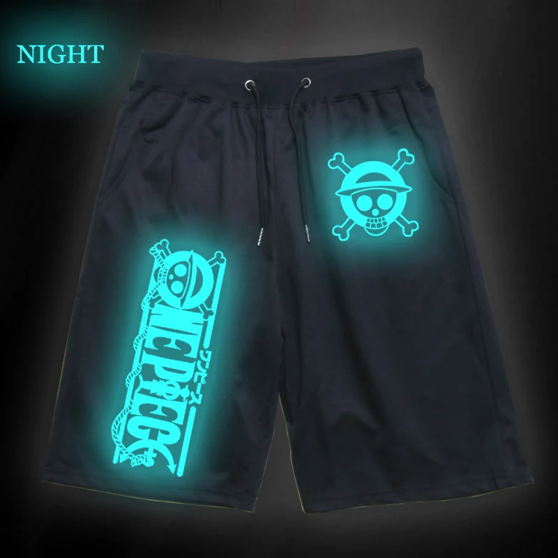 

ONE PIECE Casual Luminous Short Pants Summer Men Knee Length Short Pants Jogger Short Sweatpants Men Sportswear Beach Trousers