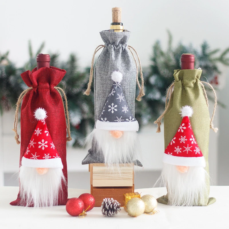 クリスマスのボトルカバー,ワインボトル,ボトル,クリスマスの装飾,家庭用,テーブル,クリスマスの飾り,新年,2022|ペンダント  ドロップ装飾品|  - AliExpress
