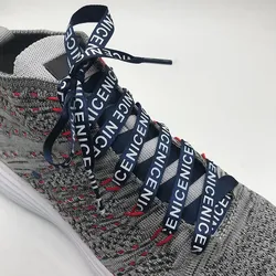 1 Pair Satin Flat Shoelaces Letter Print Shoelace Women and Men Silk Ribbon Sneakers Casuals Canvas Laces 1CM Width Shoe Strings