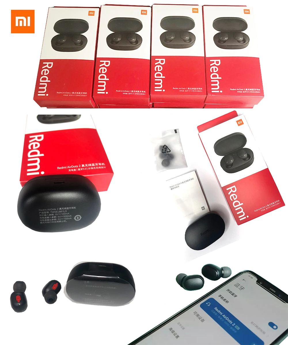 2020 Xiaomi Redmi Airdots 2 TWS Earphone Wireless bluetooth 5.0 Earphone Stereo Noise Reduction Mic Voice Control