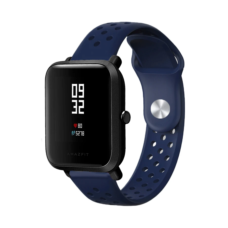 Темно-синий 20 мм силиконовый смарт-спортивный ремешок для часов Amazfit Bip, сменный Браслет для Huami Amazfit Bip, Молодежные аксессуары, ремешок для часов - Цвет: Темно-синий