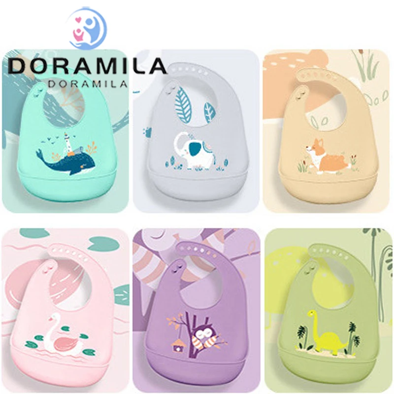 

6 Style Cartoon Silicone Baby Bibs Waterproof Baberos Baby Girls Boy Bibs Feeding Stuff Infant Kids Toddler Apron