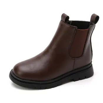 

2020 Autumn/Winter Children Boots Boys Girls Leather Martin Boots Plush Fashion Waterproof Non-slip Warm Kids Boots Shoes 26-36
