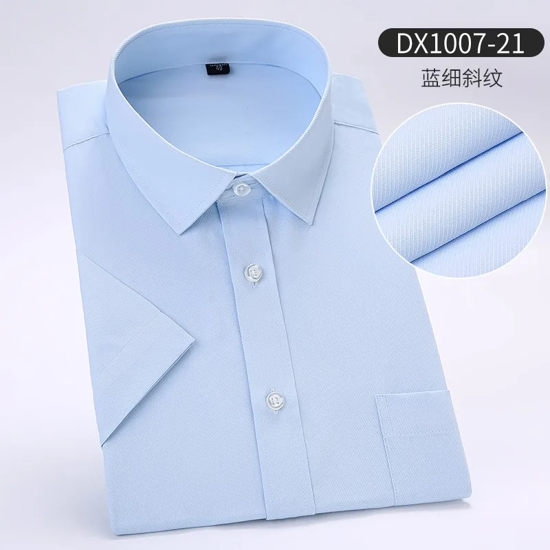 D1007 21 Мужские рубашки размера плюс 8XL 7XL 6XL 5XL 4XL летние однотонные повседневные рубашки с коротким рукавом зеленая тонкая саржевая Рабочая мужская блуза - Цвет: D1007 21