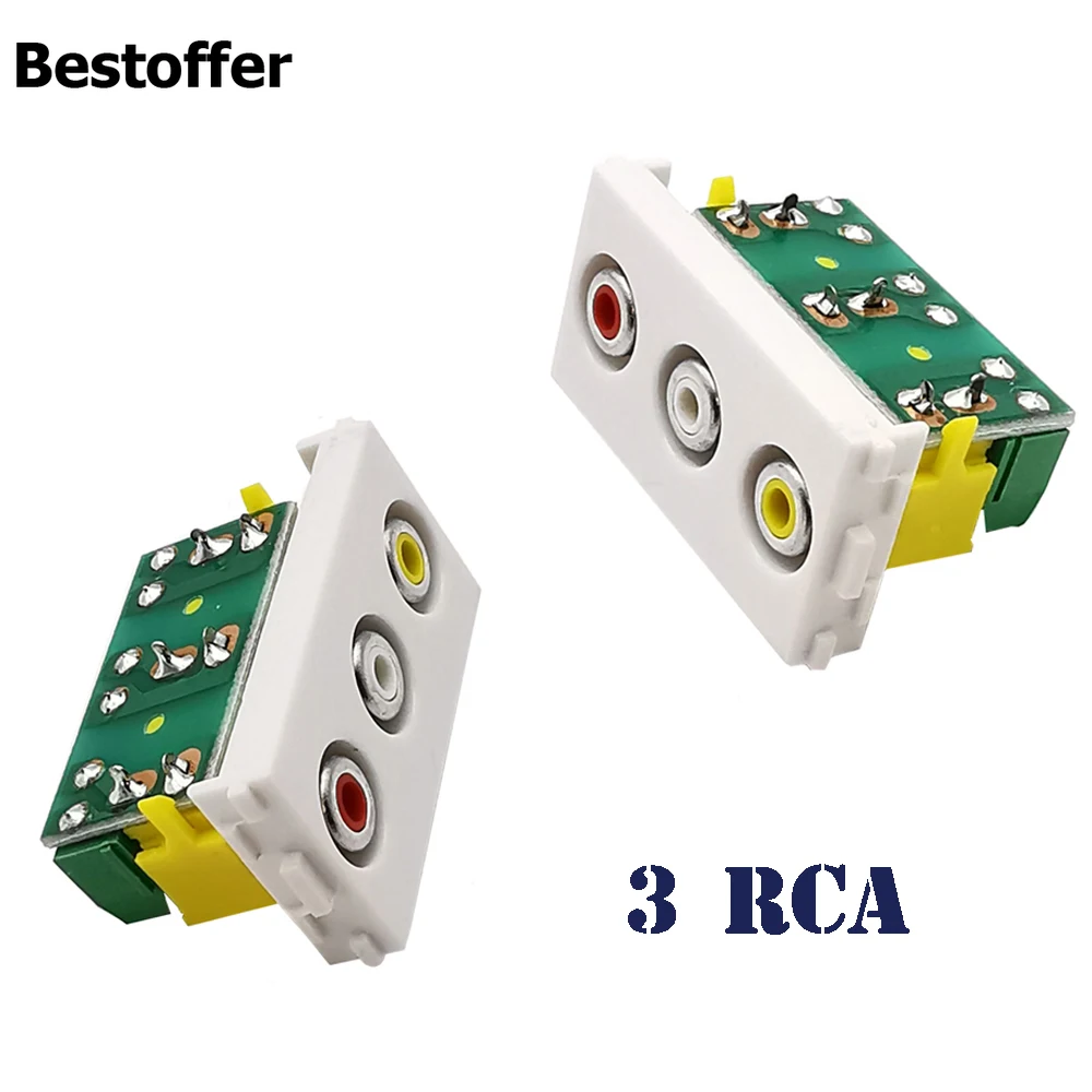 2 Piece Video Audio Adapter 3 RCA Female Jack Socket Assembly Composite Wall Panel | Компьютеры и офис