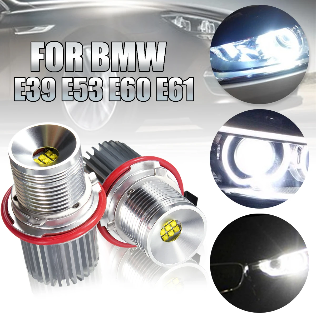 Light-Bulb Halo-Ring Led-Marker Angle-Eyes Super-Bright Bmw E39 E53 White 2pcs 45w 