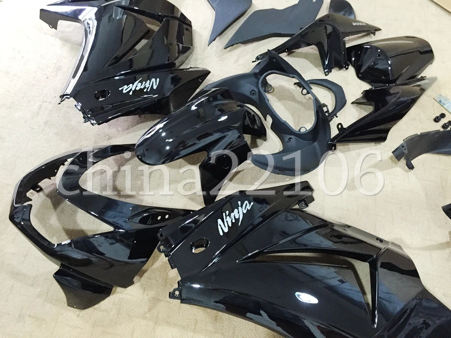 ABS обтекатель комплект подходит для Kawasaki Ninja 250 EX250 ZXR250 2008- 08 09 10 11 12 13 14 Обтекатели(литье под давлением) черный светильник