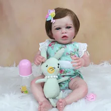 

45 CM 3D Skin Tone Visible Veins Soft Silicone Reborn Baby Doll Toy For Girl Cloth Body Bebe Child Dress Up Boneca Lifelike