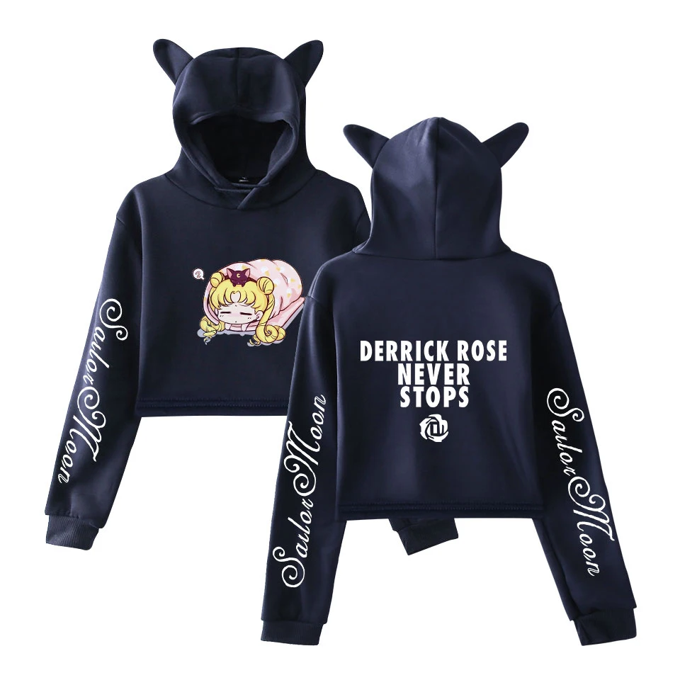 Сейлор Мун толстовки Kawaii одежда Топы женские кошачьи уши Толстовка Harajuku корейский стиль 90s мультфильм Ullzang Толстовка Femme девушки