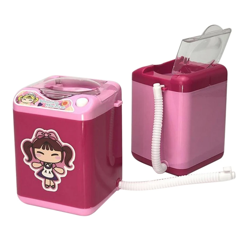 Мини электрическая стиральная машина кукольный домик игрушка очень полезная стирка кисти для макияжа ролевые игры мебель игрушки розовый случайный