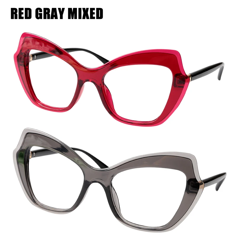 SOOLALA бабочка рамка очки для чтения «кошачий глаз» Для женщин ретро Винтаж дальнозоркости Пресбиопии очки для чтения с чехол 0,5 до 4,0 - Цвет оправы: Red Gray Mixed
