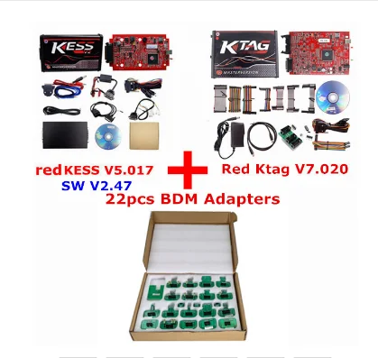 Онлайн V2.47 Kess ECU чип Тюнинг инструмент OBD2 менеджер Тюнинг KTAG V7.020 KESS V2 V5.017 K-TAG V2.25 BDM Рамка - Цвет: KESS KTAG 22PCS BDM