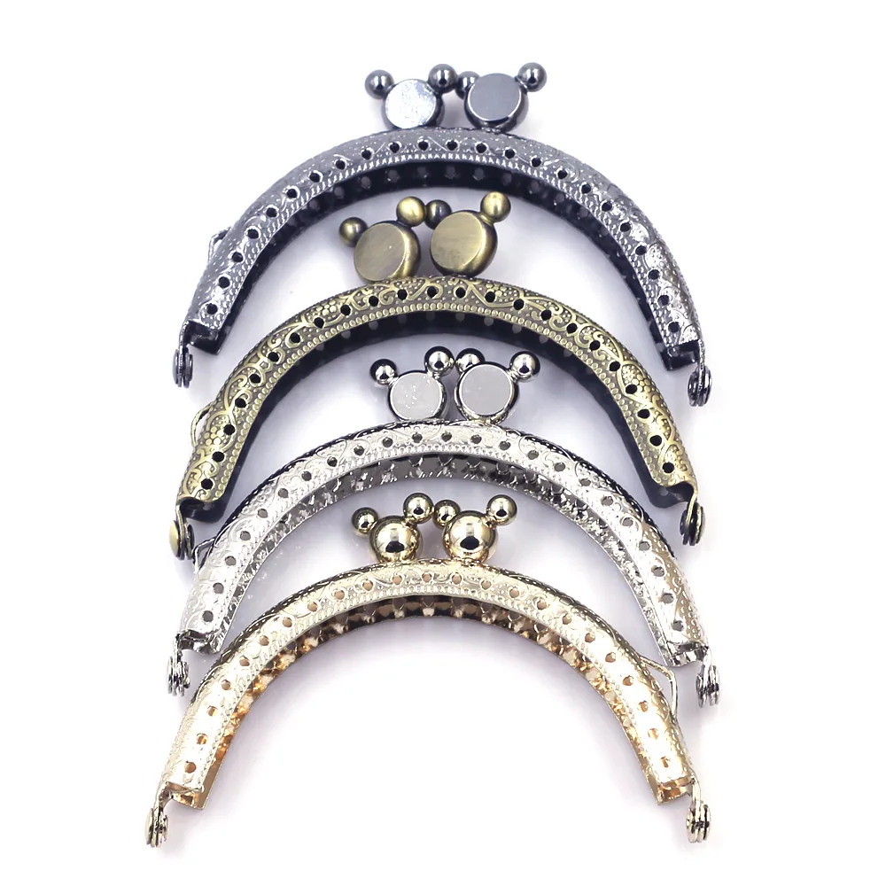 10Pcs Kiss Clasps Clutch Buckle Lock Clips Mixed Random Arch Purse Frames Bear Head Handbag Handle Hardware Accessories 8.5cm