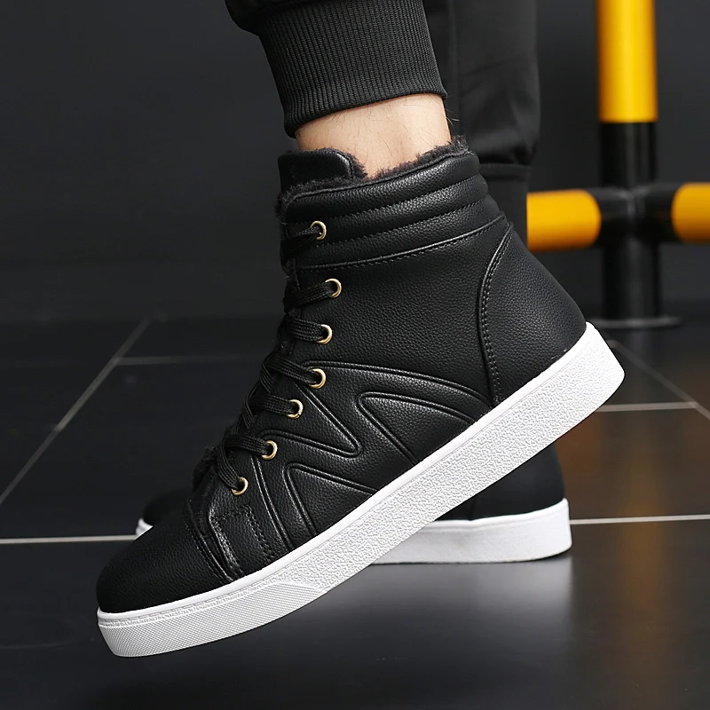

men Winter Warm Snow Boots outdoor High Top with Fur Men ankle Boots lace up Fashion Velvet Men Boots Casual Men's Shoes Plush 5