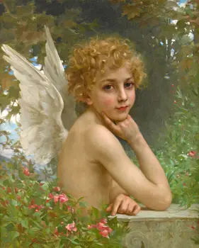 

A perfect hand-painted canvas by a master of art ; a naked angel.