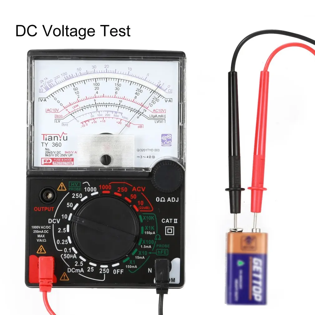 TY-360 стрелочный мультиметр AC/DC Вольтметр Амперметр истинный RMS диод ом тестер сопротивления удержания данных аналоговый w тестовый диод