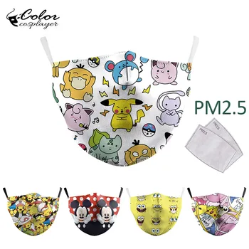 

Color Cosplayer Adventure Time Print Face Masks Cartoon Fabric Mask Protective PM2.5 Reusable Adult Mask Washable Mouth-Muffle