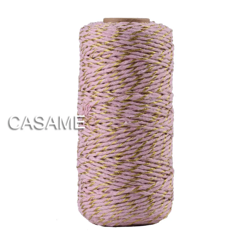 Metallic 12ply golden Gold Silver Twine Rope Baker Twines for Craft Gift Packing spools baker twine Striped Wedding Decoration, craft twine