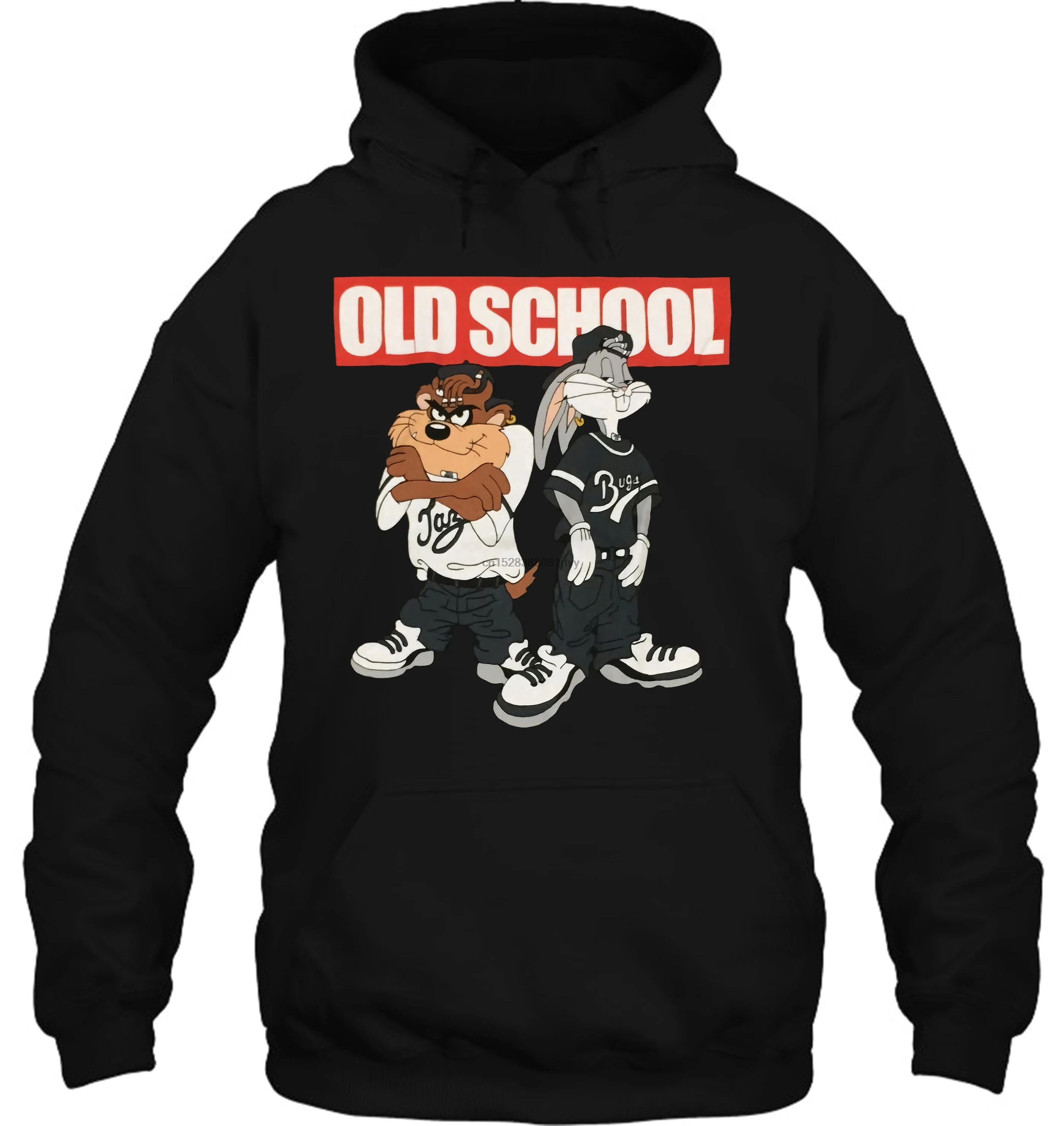 Мужская толстовка Looney ttes Old School Bugs Bunny Taz, винтажный мультяшный принт, S 3XL, рукава для мальчиков и женщин, уличная одежда
