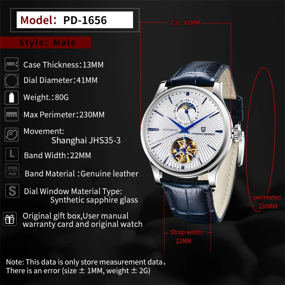 PAGANI DESIGN Top Marke Herrenuhr Mode Tourbillon Automatik Mechanische Uhr Herren Edelstahl Wasserdichte Uhr Relogio Masculino