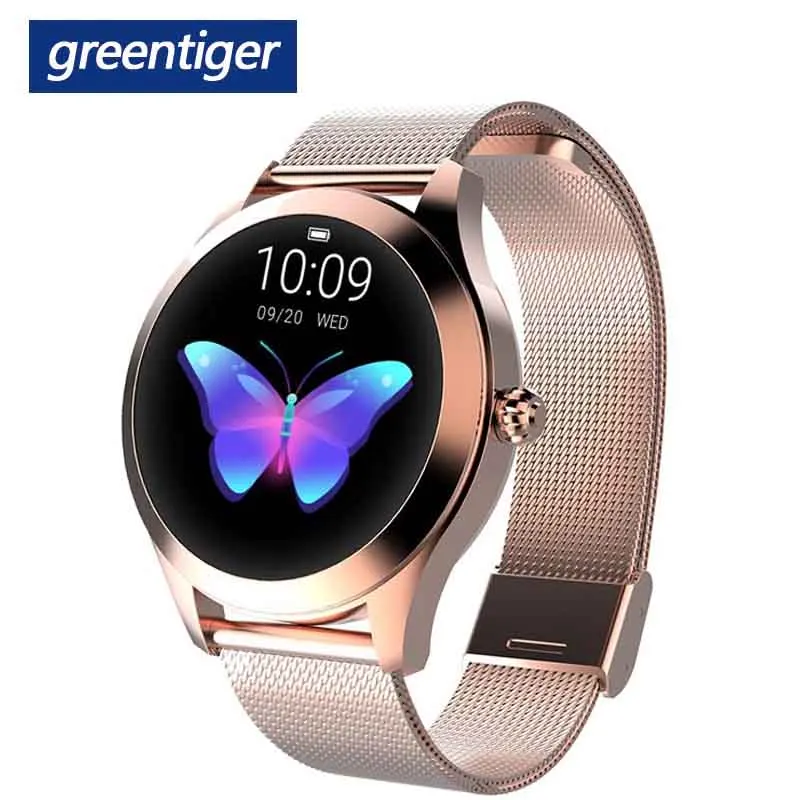 Greentiger Мода KW10 Смарт часы для женщин IP68 водонепроницаемый мульти-спортивные режимы фитнес-трекер для измерения сердечного ритма браслет для леди