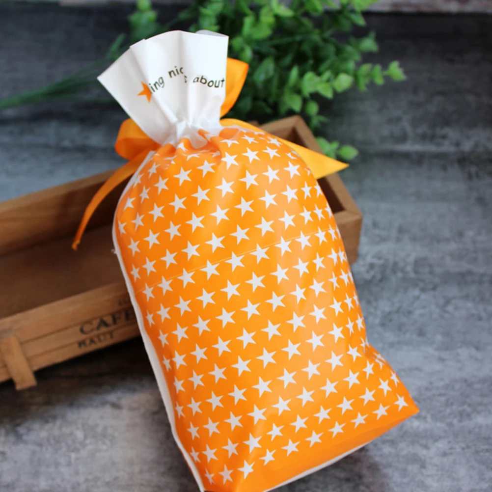 50pcs Halloween Drawstring Candy Gift Bag Smile Pumpkin Cookie Wrappers Bundle Pockets For Halloween Party Supplies
