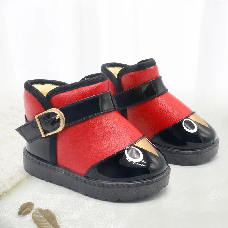 2019Winter children snow boots short tube cotton boots boys and girls non-slip soft bottom plus velvet cotton baby shoes