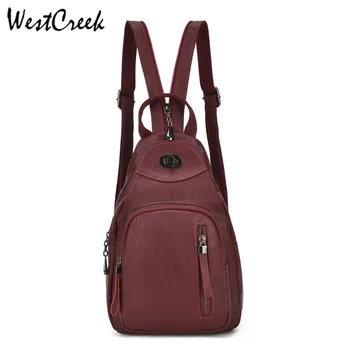 

WESTCREEK Brand Women Anti Theft PU Leather Backpacks Female Ladies Small Backpacks for Female Retro Shoulder Bags