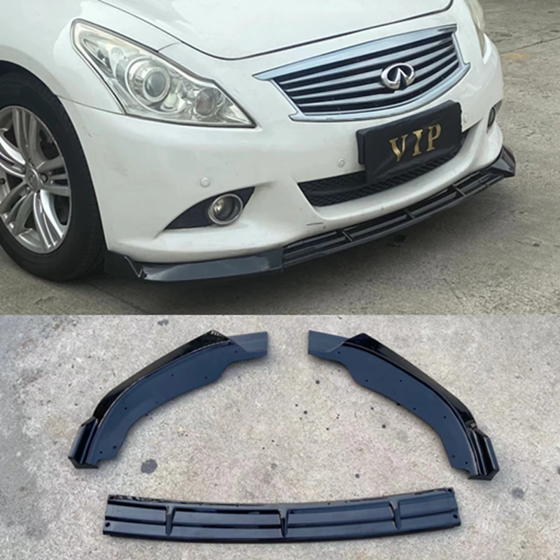 

ABS material Three-section car front lip spoiler black watermark carbon color for Infiniti G37 4-door base sedan 2009-2013