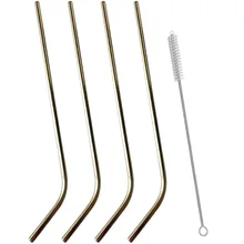 

10.5in Reusable Stainless Steel Drinking Straws Set of 4, for 30oz Tumbler Glass, Cleaning Brush Included