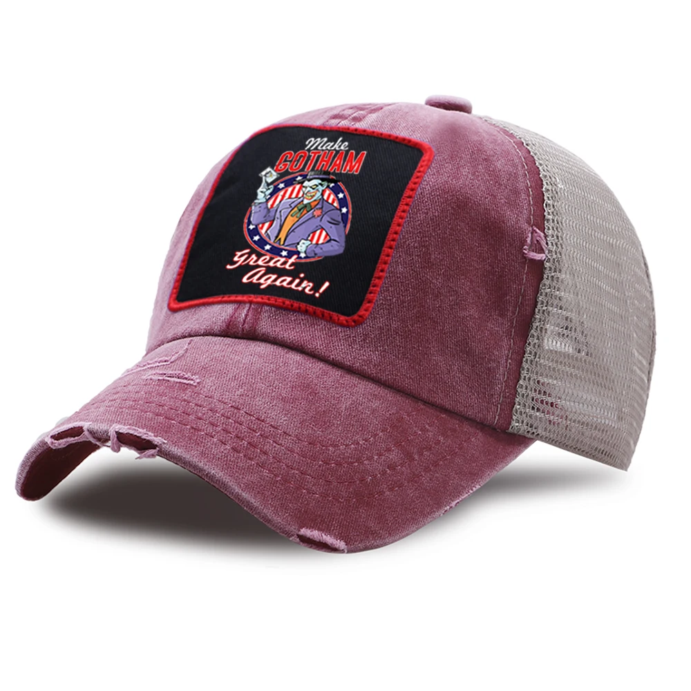 

Gotham Great Again Vintage Print Mesh Baseball Cap Women Snapback Hat Adjustable Trucker Hats Outdoor Unisex Golf Caps Men