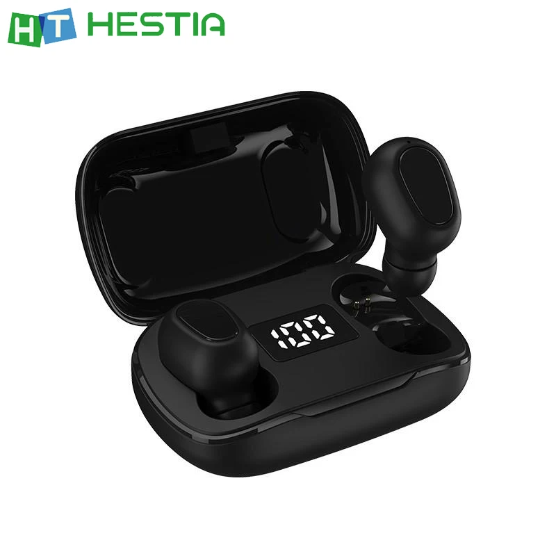 L21 Bluetooth Wireless Headphones LED Power Display IPX7 Waterproof Binaural HD Call Headset Auto Pairing Noise Reduction Earbud
