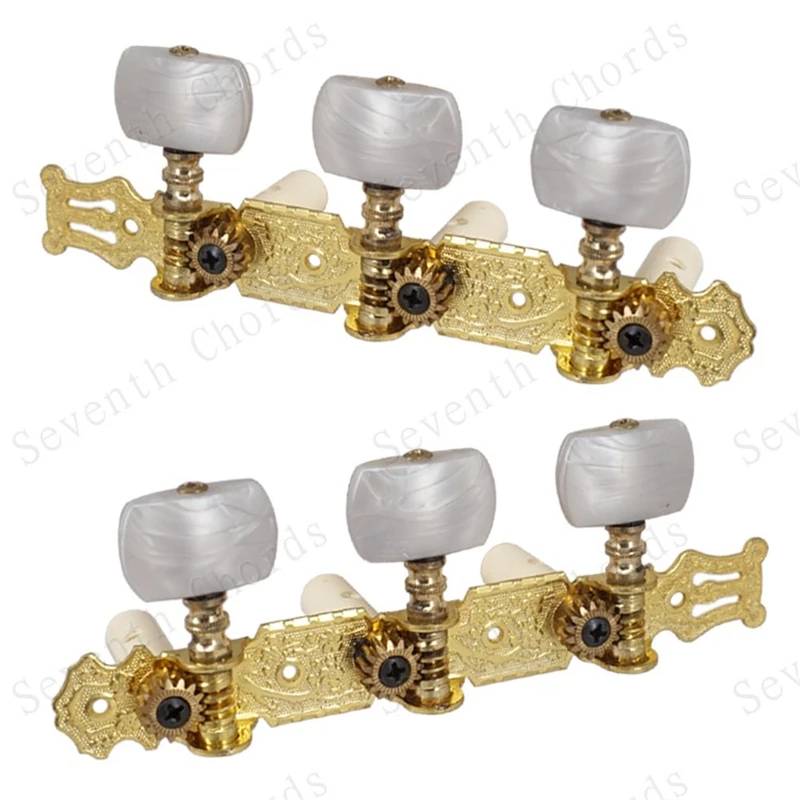 Große Halbkreis Kaffee Taste 3R3L Klassische Gitarre Tuning Peg Tasten Mechaniken Mechaniken Gitarre Zubehör Teile – Detail 2