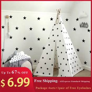 

DIY 4 Sets Baby Wall Stickers Stars Kids Room Decals Multiple Color Combinations Mixed Size Easy Apply Starry Star Vinyl Sticker