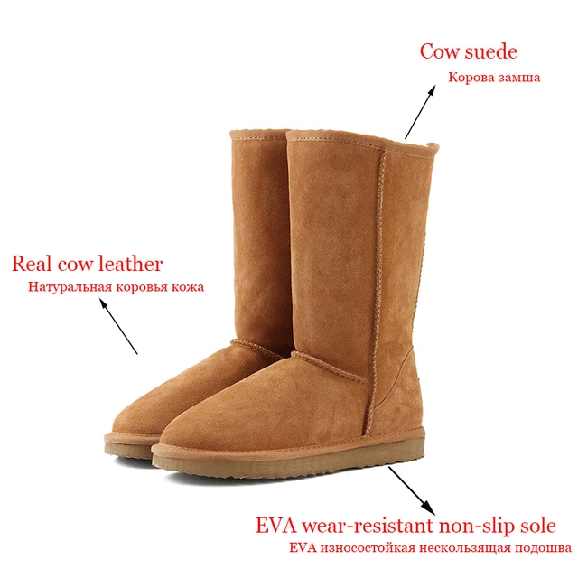 JXANG-Botas de nieve de marca de alta calidad para mujer, zapatos de nieve de cuero genuino a la moda, bota alta clásica australiana, para invierno