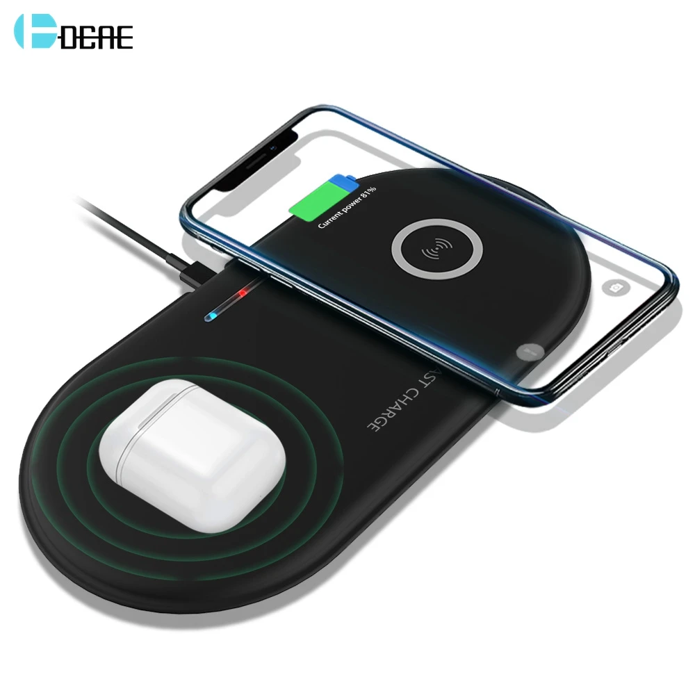 

DCAE 20W Qi Wireless Charger for iPhone 8 X XR XS Max 2 in 1 10W Dual Fast Charging Pad For Airpods Samsung S10 S9 S8 Note 10 9