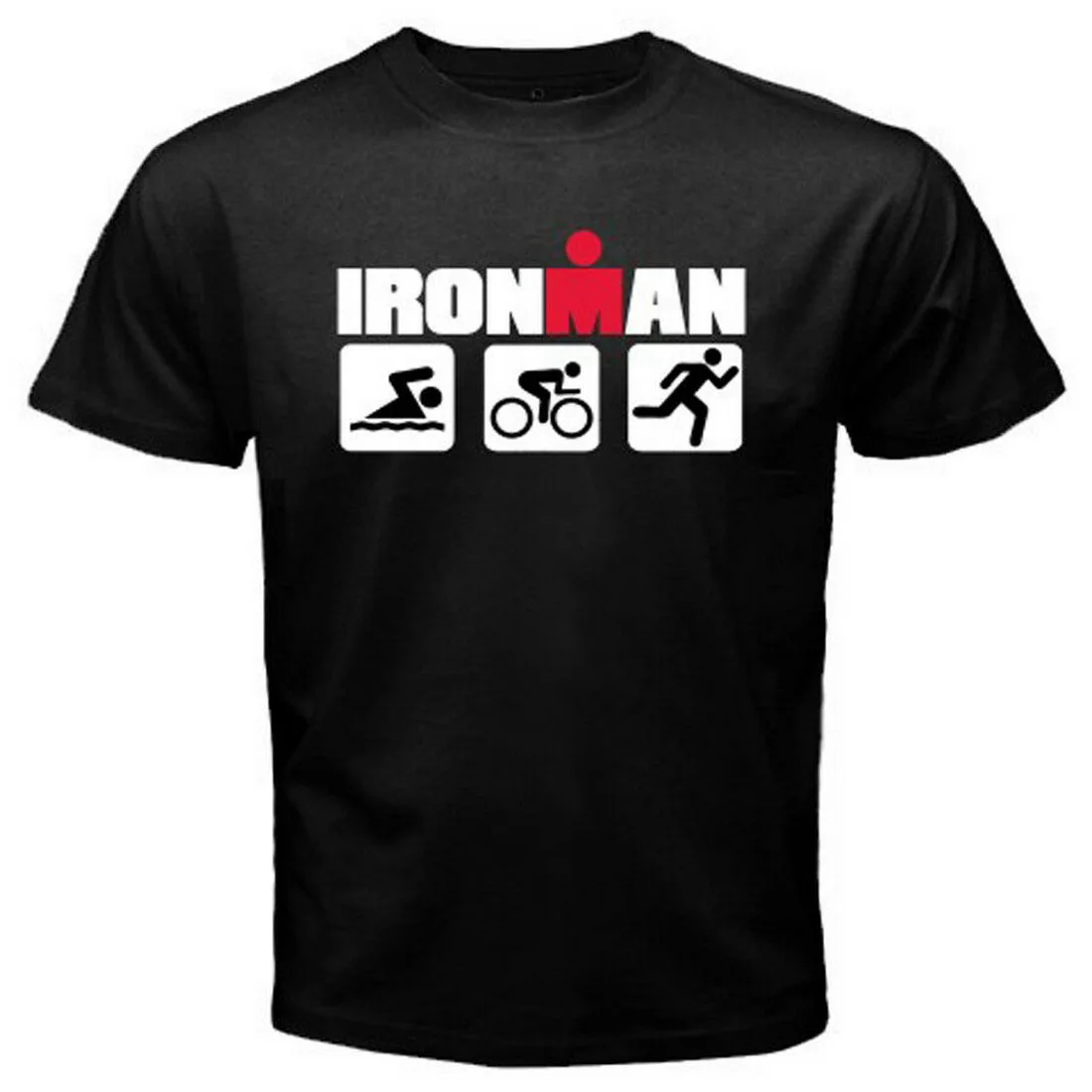 Ironman, Триатлон, для плавания на велосипеде, для бега, спортивный символ, мужские черные топы, футболка, размеры от S до 3XL, футболка,, Забавные топы