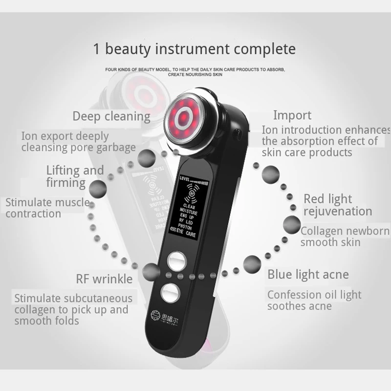  RF EMS Beauty Instrument LED Light Radiofrequency USB Skin Rejuvenation Iontophoresis Lifting Skin  - 4000478854542