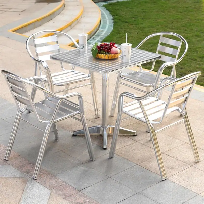 1PCS Silvery Outdoor Tables High Quality Aluminum Alloy Folding Table And Chair Set For Furniture Camping Picnics Barbecue HWC
