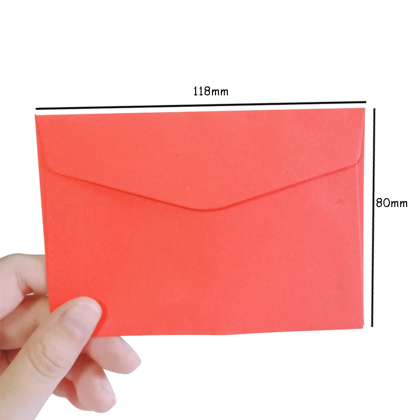 red 100pcs/lot Mini Vintage Paper Envelopes Candy Colors Postcard Wedding Gift Invitation Envelope Office Stationery Paper Bag - Цвет: red