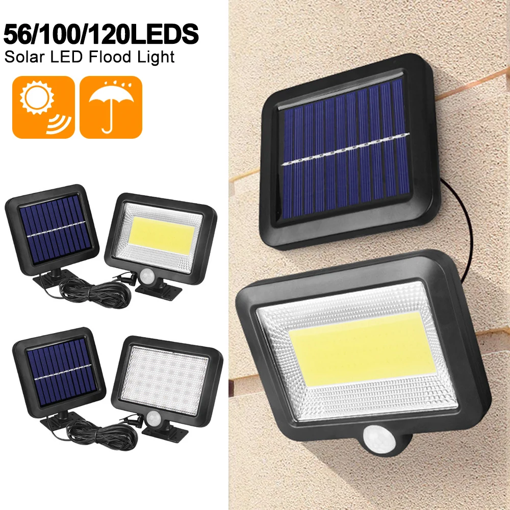

COB 56/100/120 LED Solar Flood Lamp Motion Sensor Waterproof Outdoor Emergency Street Night Lighting For Safety Garden Lighting