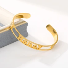 

Customized Name Bangles & Bracelets For Women Men Children Personalized Gifts Custom Roman Date Latitude Longitude Ethnic Bangle