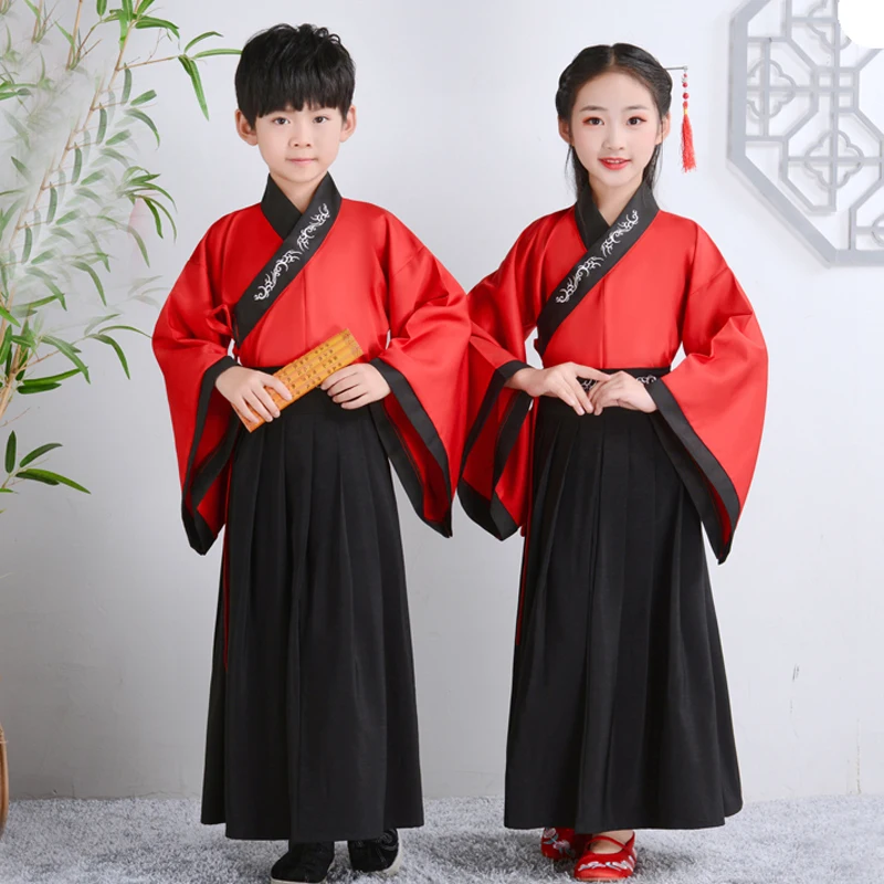 В восточном/китайском стиле, в стиле ретро для маленьких мальчиков и девочек платье традиционное китайское танцевальные костюмы с вышивкой костюм Hanfu Tang для выступлений на сцене