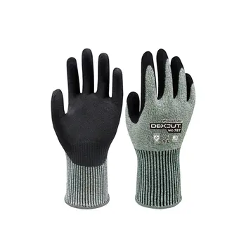 

Duogeili Universial Five-level Anti-cutting Safety Gloves Nitrile Rubber Palm Sandy Dipped Cut Resistant HPPE Work Gloves