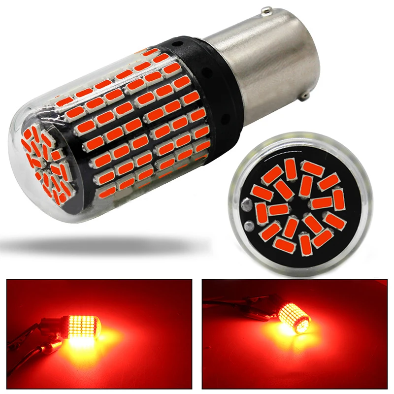 2 шт./компл. T20 7440 W21W светодиодный лампы 3014 144SMD CanBus светодиодный без ошибок 1156 BA15S P21W указатель поворота без вспышки