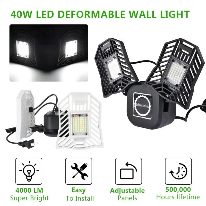 2020 New P-3 96 LEDs 40W LED SMD 2835 Deformable Sconce Garage LED Wall Lights Basement Industrial Garage Lamp