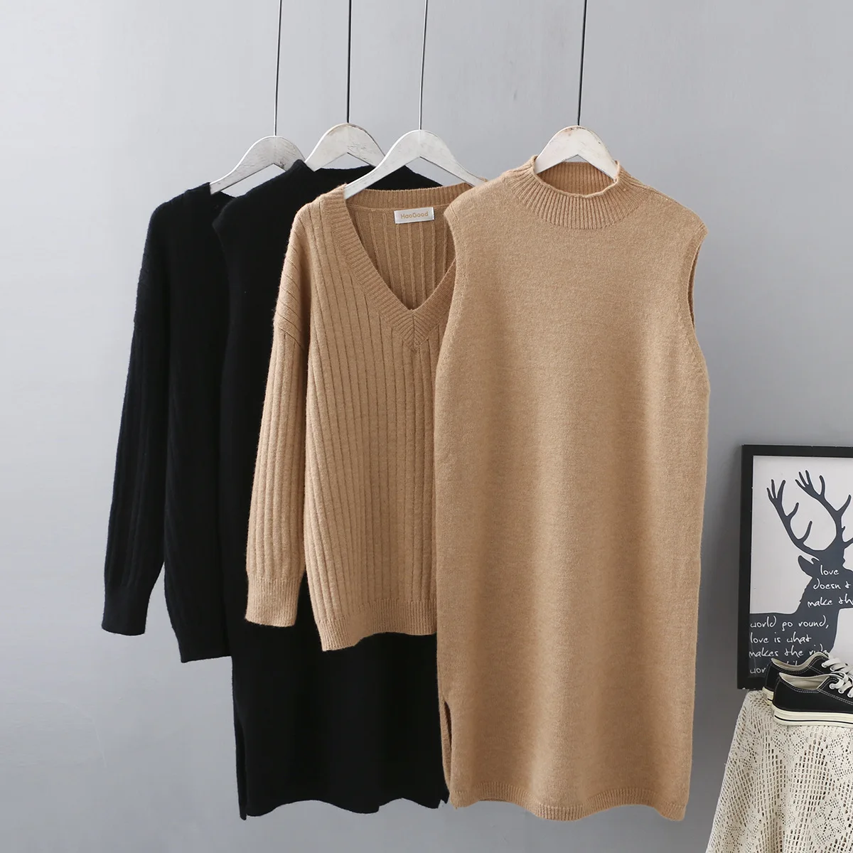 TUHAO, большой размер, 3XL, 2XL, для среднего возраста, для женщин, для офиса, для девушек, повседневный вязаный комплект, Осень-зима, жилет, платье+ свитер, костюм