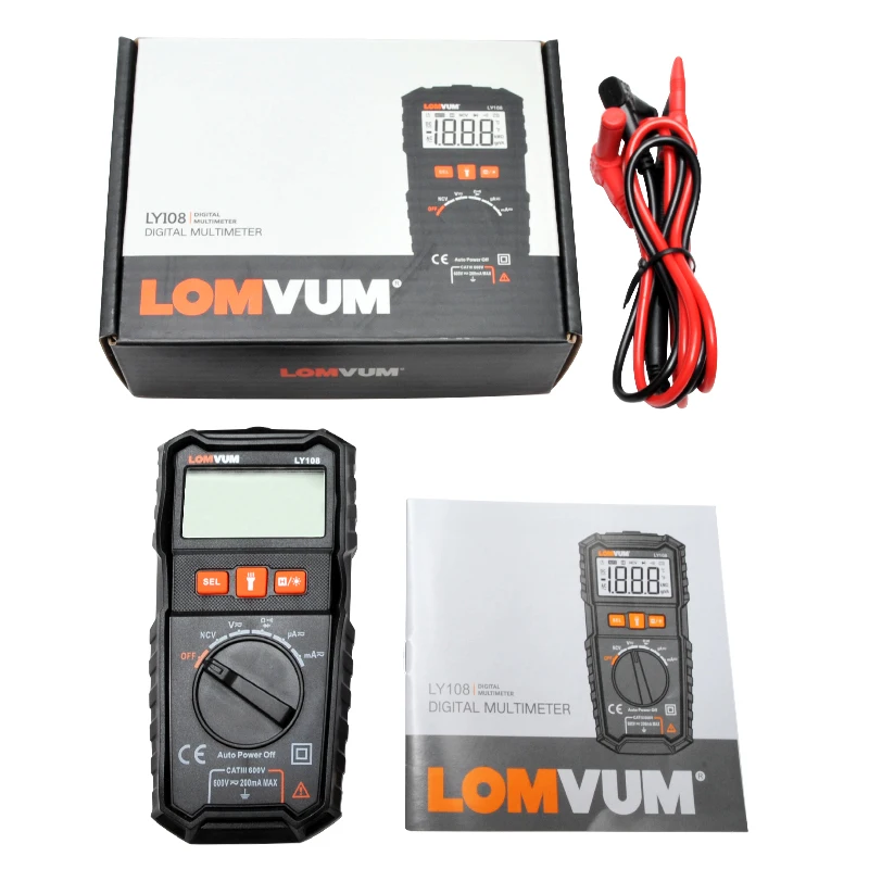 LOMVUM NCV Цифровой мультиметр Мини Ручной Измеритель 6000 отсчетов переменного/постоянного напряжения измеритель температуры с подсветкой