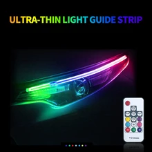 

2pcs Car Sequential Flowing RGB Daytime Running Light Waterproof DRL Multicolor LED Light Strip Turn Signal Lights For Headlight