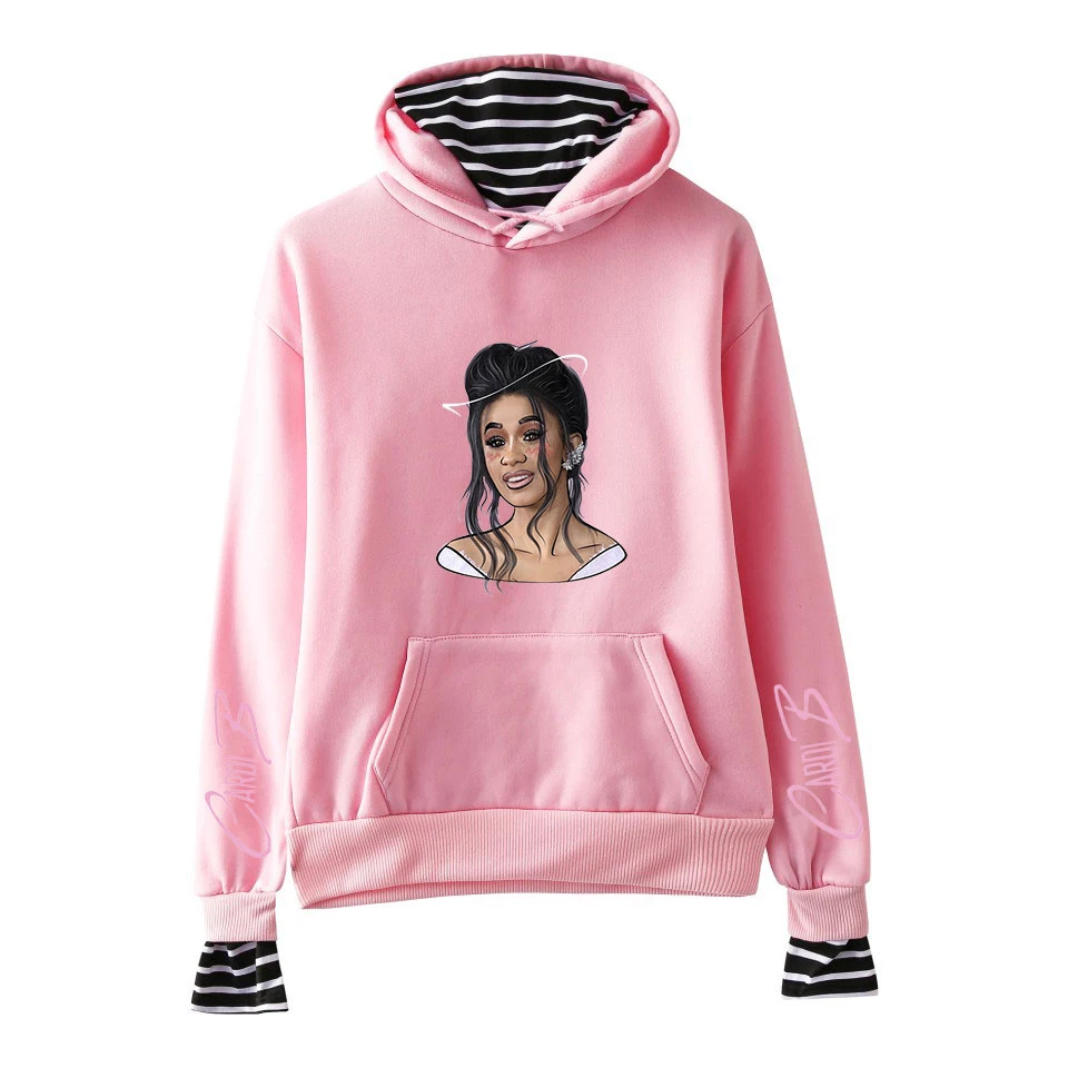 Harajuku Толстовка Cardi B розовые женские толстовки с капюшоном; сезон осень теплый пуловер Толстовка для девочек-подростков женская уличная одежда в стиле хип-хоп
